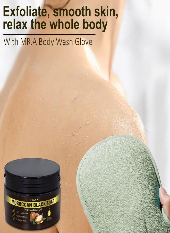 Mr.A 2Pack Moroccan Black Soap with Argan Oil, Morocco Black Beldi Soap Hammam Ritual Body Scrub, Dead Skin Removal, SPA at Home, Purifying Moroccan Body Wash with Exfoliating Glove - Image 4
